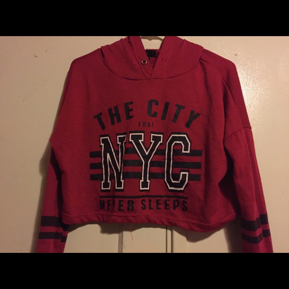 Red cropped hoodie
